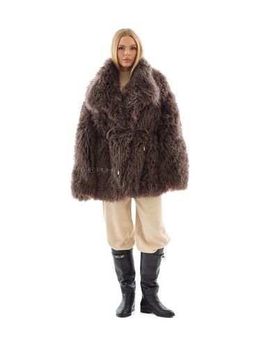 Шоколадная шуба из овчины калган