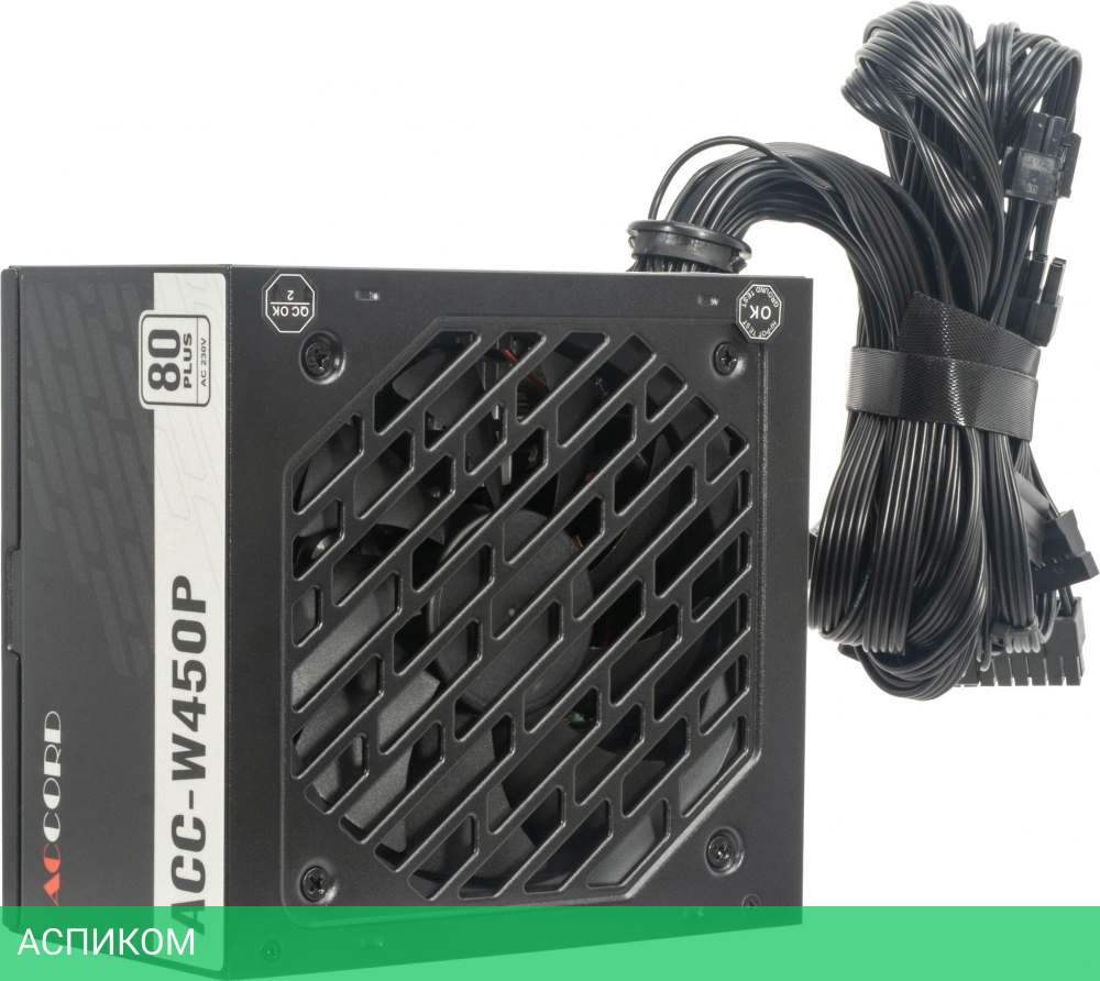 Блок питания Accord ATX ACC-W450P 80 Plus White 450W Black