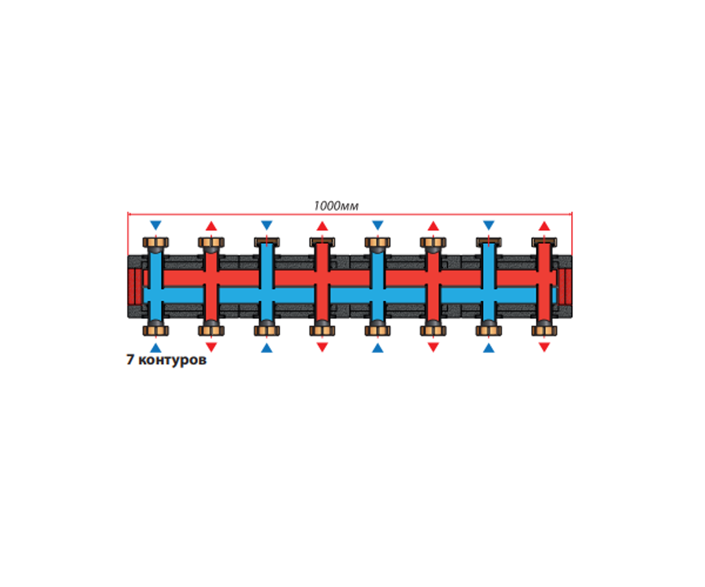 Распределительный коллектор ЕСО Huch EnTEC (Хух ЭнТЕК) на 7 отопительных контуров (арт.105.40.025.RD1)