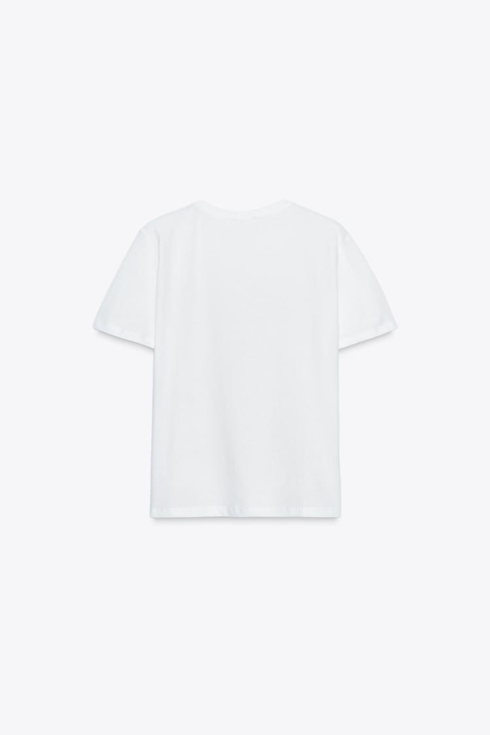 ZARA ФУТБОЛКА С МЕТАЛЛИЗИРОВАННЫМ ПРИНТОМ, СЕРЕБРИСТЫЙ