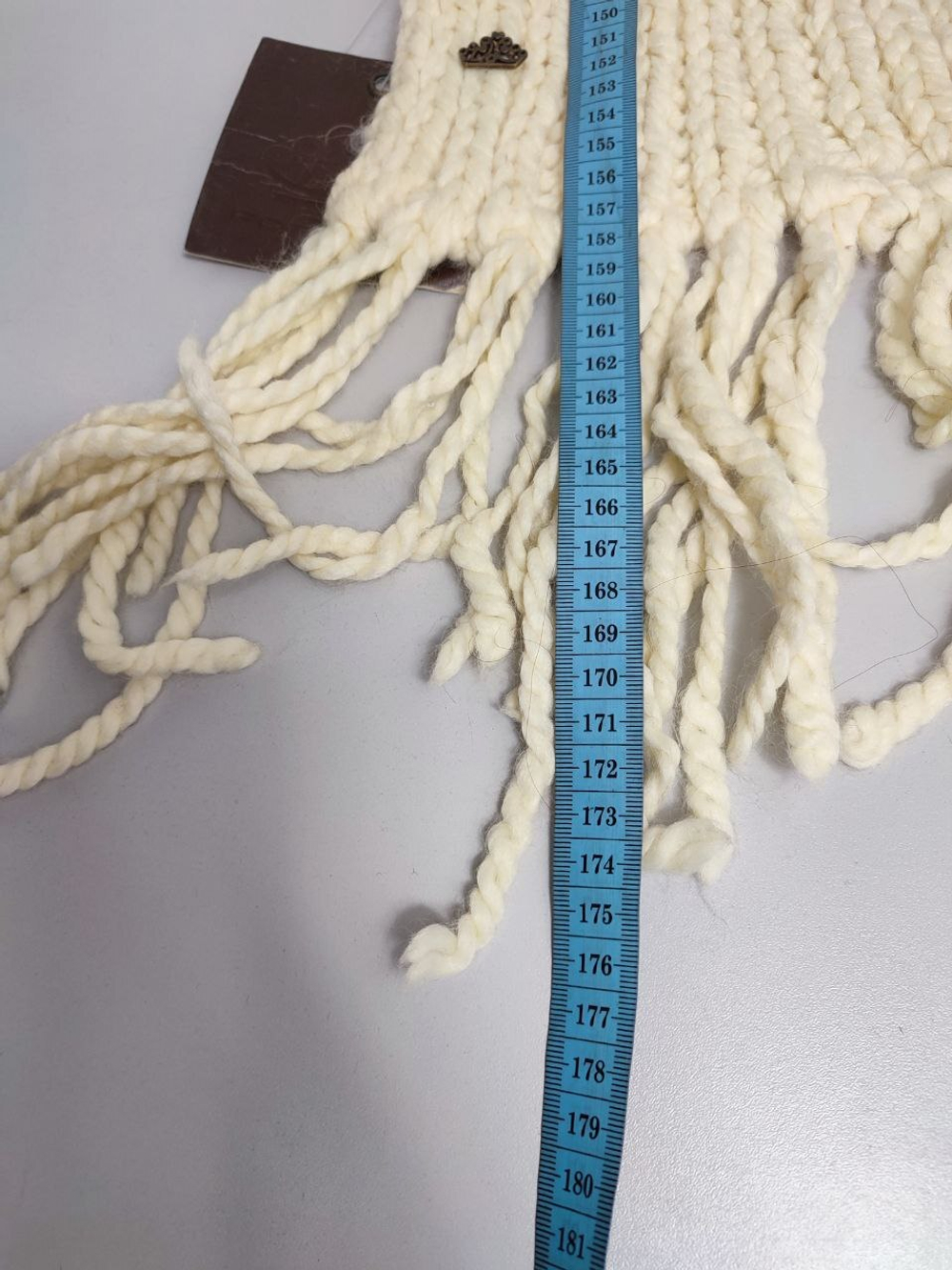 Шарф вязаный молочный, новый