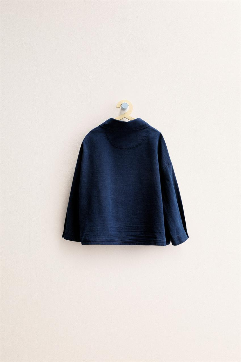 ZARA TIMELESS - РУБАШКА В МЕЛКУЮ КЛЕТКУ ИЗ ХЛОПКА И ЛЬНА, ИНДИГО