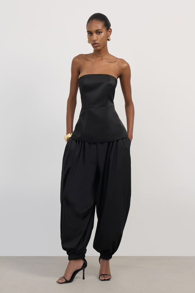 Топ корсетный с баской из сатина