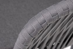 "Бордо" стул плетеный из роупа, каркас алюминий темно-серый (RAL7024) муар, роуп серый 15мм, ткань темно-серая 027