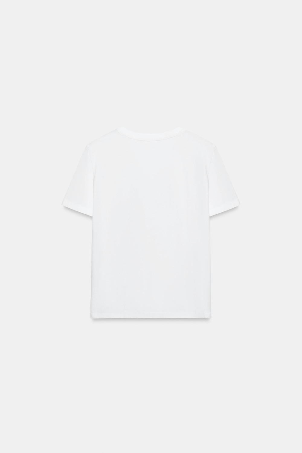 ZARA ФУТБОЛКА В СТИЛЕ РУСТИК С КОРОТКИМИ РУКАВАМИ, БЕЛЫЙ