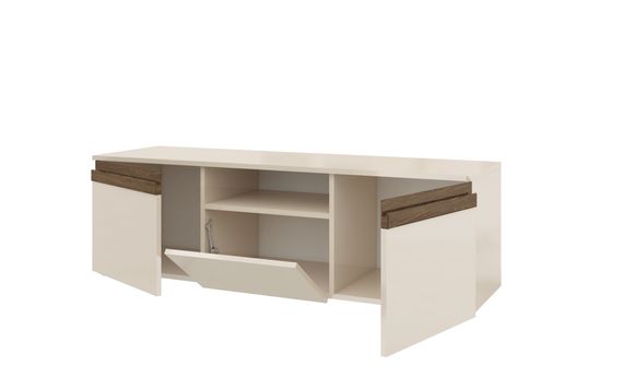 Тумба ТВ ПМ-311.11 исп.3 Ясень/Бежевый глянец