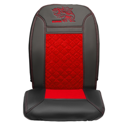 Чехлы Scania 6 серия (экокожа, черный, красная вставка)