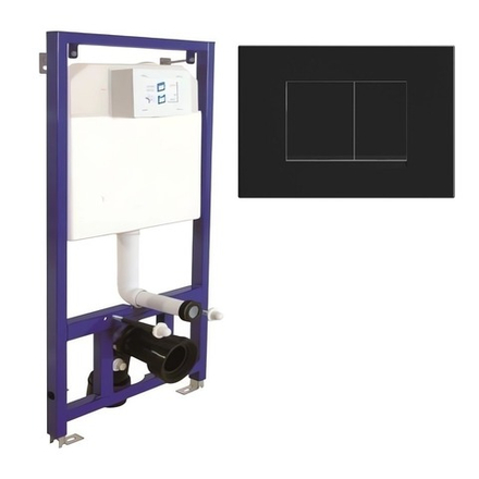 Инсталляция для унитаза подвесного Visam slim 80 EX-112-001 3/6 л. Кнопка EFES кнопка квадрат, черный матовый (EX-220-017)