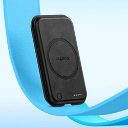 Внешний магнитный аккумулятор с беспроводной зарядкой Maxco Future Magnetic Two-Way, 5000 mAh, 15W, в коже Nappa, Черный