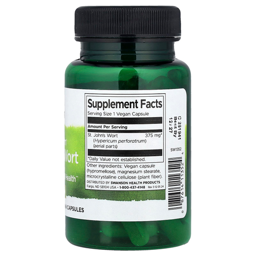 Swanson, Full Spectrum® зверобой, 375 мг, 60 веганских капсул