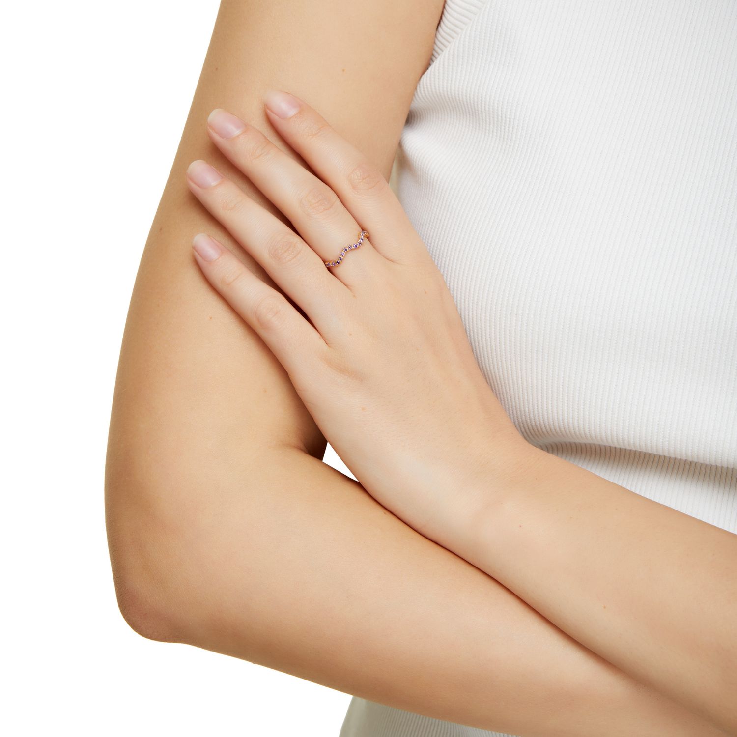 Кольцо Wave Pave Ring – Gold Violet