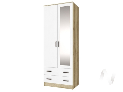 Шкаф комбинированный Лагуна 0;8 с зеркалом (дуб делано/белый)
