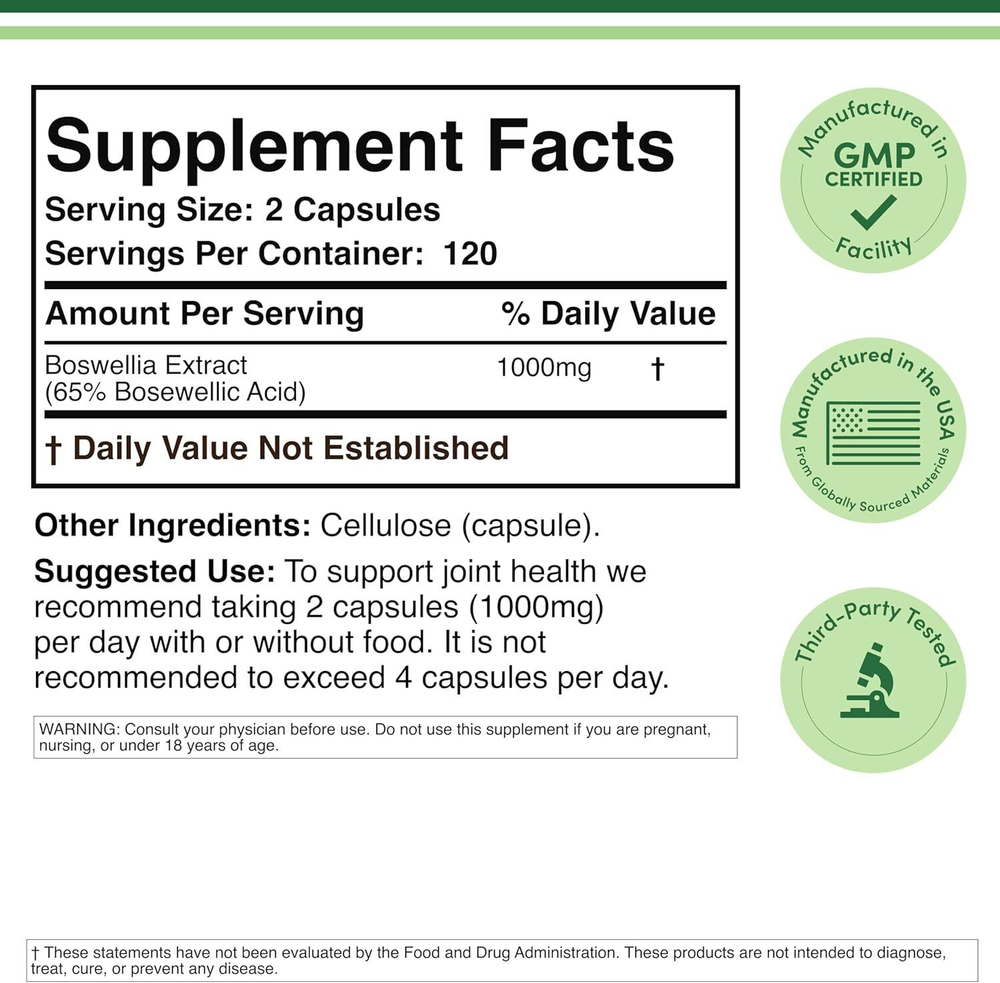 Double Wood Supplements - Boswellia Extract 240 capsules