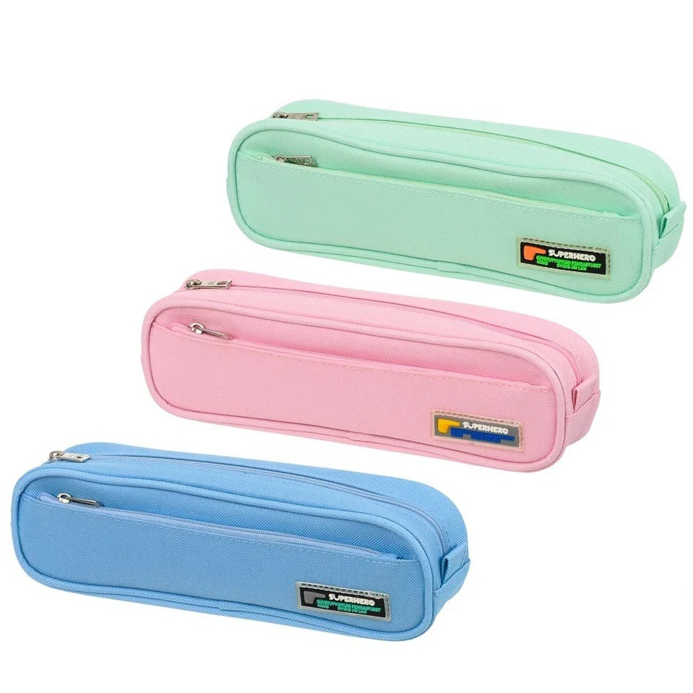 Пенал-косметичка Basir без наполнения, 22,5*6,5*4,5 см, серия "Superhero", с внешним карманом, ассорти