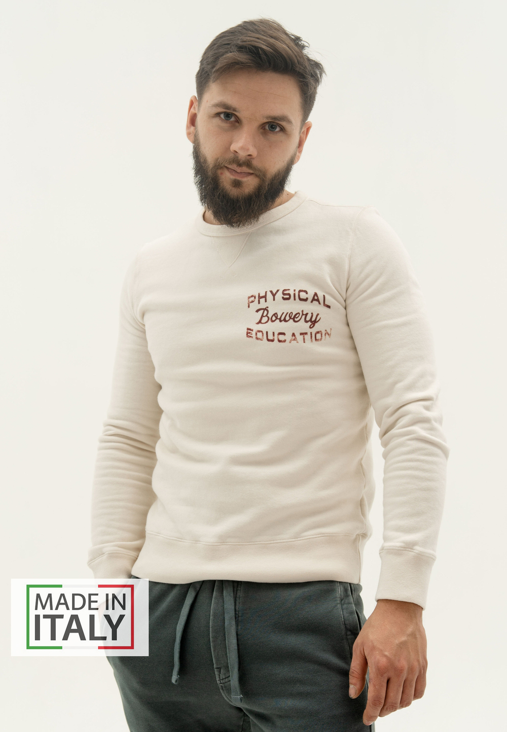 Свитшот Bowery NYC "Physical Education" Bordeaux / Off White