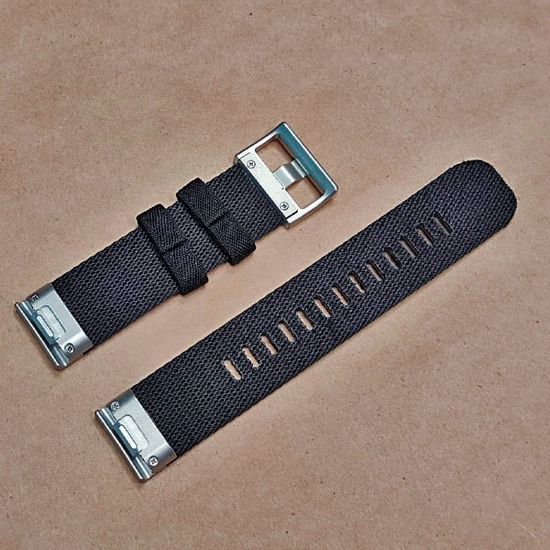 Ремешок нейлоновый 22 мм жакардовое плетение для Garmin MARQ / Epix / Fenix (47 мм) (Черный, серебристый)