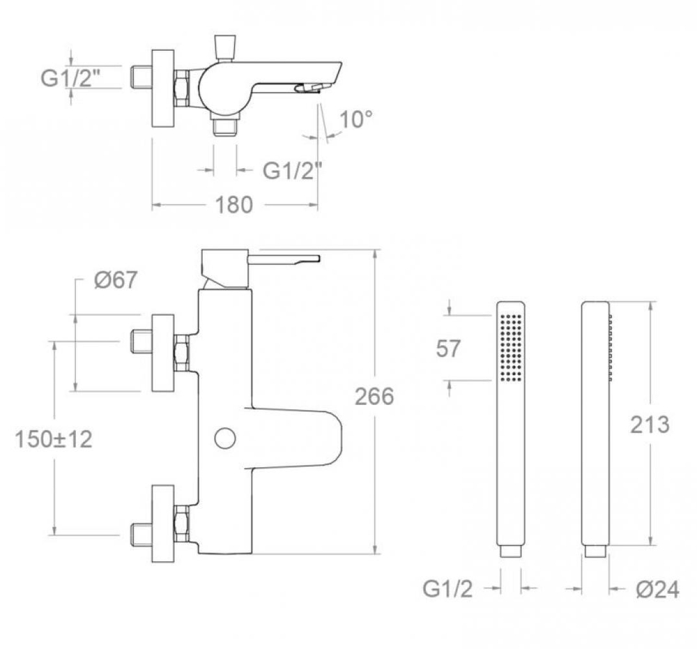 Смеситель для ванны с душевым комплектом ODISEA 390501DOC золото