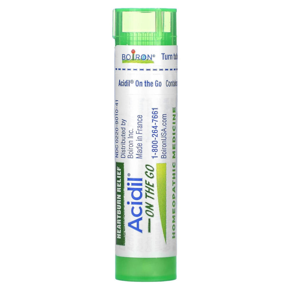 Boiron, Acidil On The Go, для облегчения симптомов изжоги, 2 переносные тубы, 80 гранул в каждой