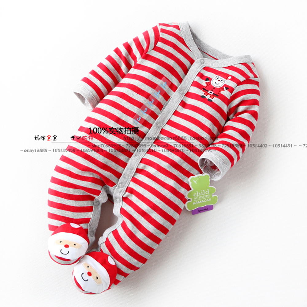 Комбинезон в полоску с аппликацией в виде Санта Клауса