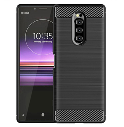 Чехол на Sony Xperia 1 цвет Black (черный), серия Carbon от Caseport