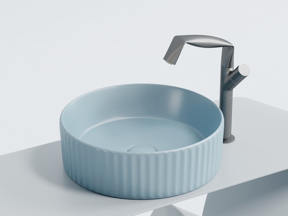 Умывальник чаша накладная круглая (цвет Голубой Матовый) Element 360x360x115мм