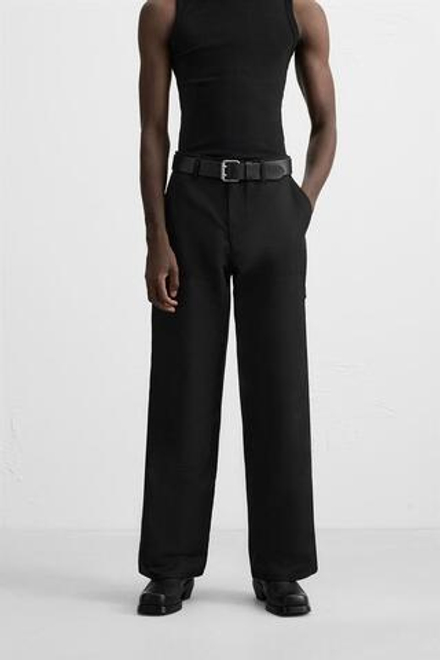 ZARA БРЮКИ КАРГО С КАРМАНАМИ, ЧЕРНЫЙ