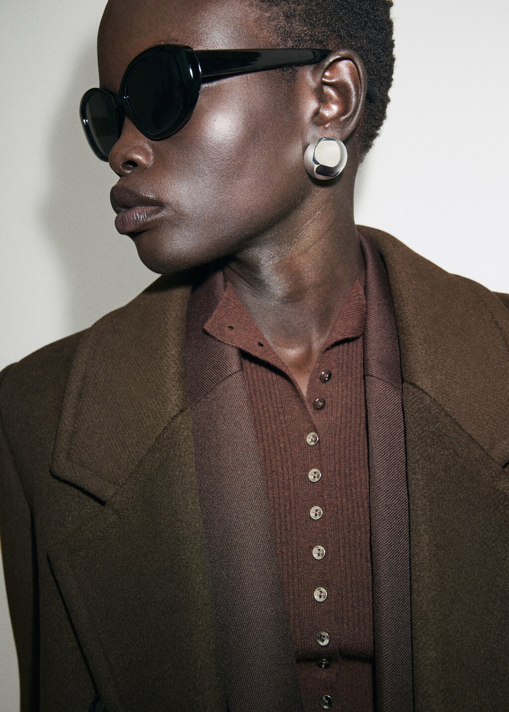 Двубортное пальто с шерстью