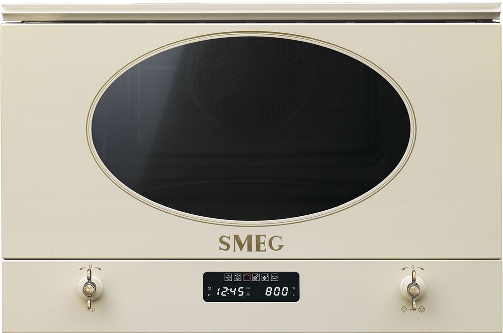 Smeg Coloniale Встраиваемая микроволновая печь, 60 см, высота 38 см, 6 функций, цвет кремовый, фурнитура латунная