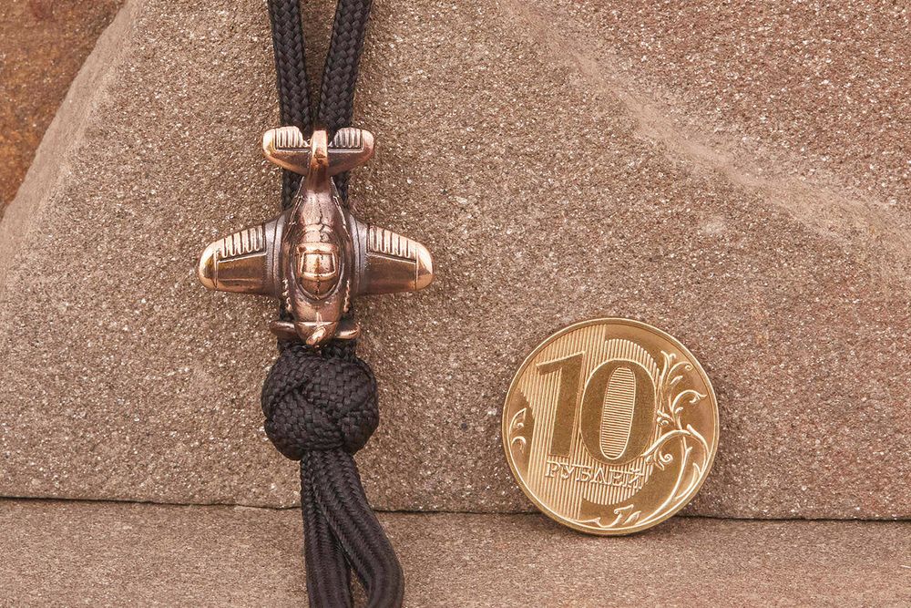 Бусина на темляк Самолет от мастерской Крымская бронза