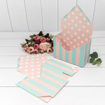 Коробка сборная 20х30х8 см "Горошек и полоска" Конверт (Розовый, Тиффани)