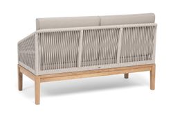 "Канны" диван 2-местный плетеный из роупа, основание дуб, роуп бежевый круглый, ткань бежевая 15052