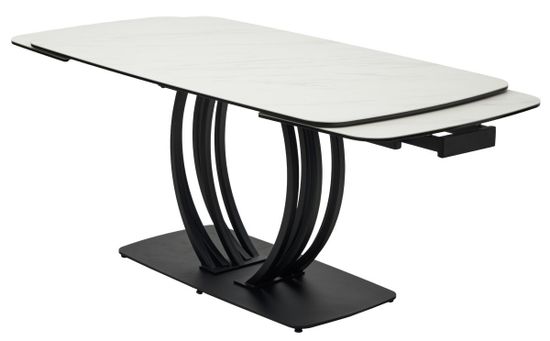 Стол MALTA 160 MARBLES KL-99 Белый мрамор матовый, итальянская керамика/ черный каркас