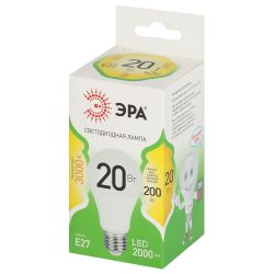 Лампочка светодиодная ЭРА GREEN LINE LED A60-20W-830-E27 GL E27 20 Вт груша теплый свет | Лампы cветодиодные Груша (A)