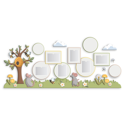 Комплект стендовых декораций Мышата с карманами А4 серии Скандик