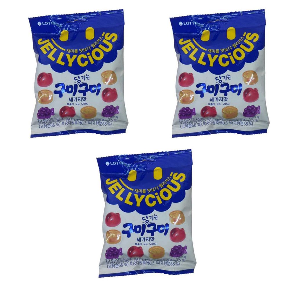 Мармелад Lotte Jellysious Ассорти вкусов 70 г, 3 шт