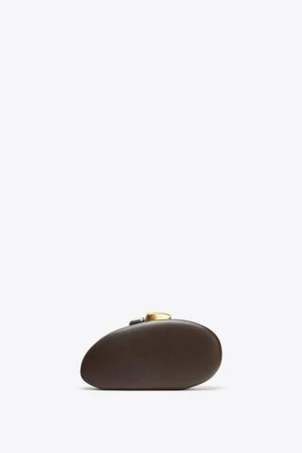 ZARA СУМКА-КОРОБОЧКА С МЕТАЛЛИЧЕСКОЙ ЗАСТЕЖКОЙ, ШОКОЛАДНЫЙ