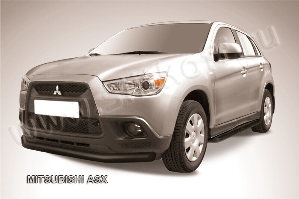 Защита переднего бампера (нержавейка) Mitsubishi ASX (2010-2013) d76 (черный)