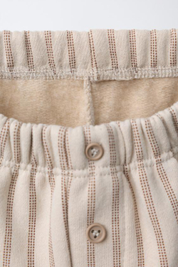 ZARA БРЮКИ BAGGY В ПОЛОСКУ, БЕЖЕВЫЙ