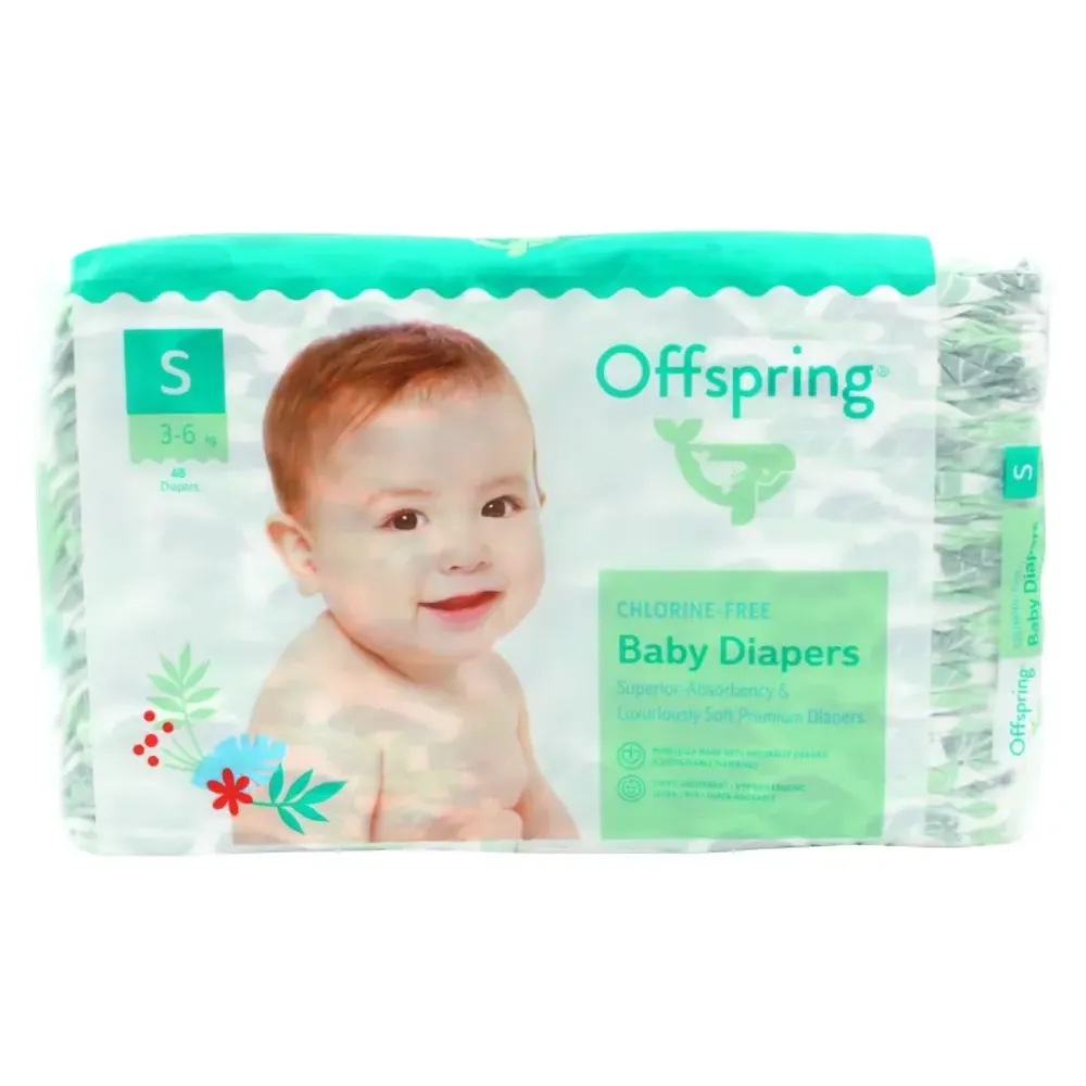 Offspring подгузники S 3-6кг 48шт листочки