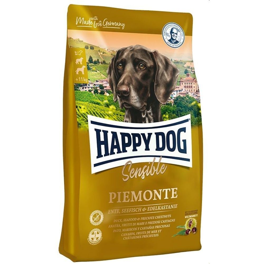 Сухой корм Happy Dog Supreme Sensible Piemonte для собак средних и крупных пород с уткой морской рыбой и каштаном 10 кг