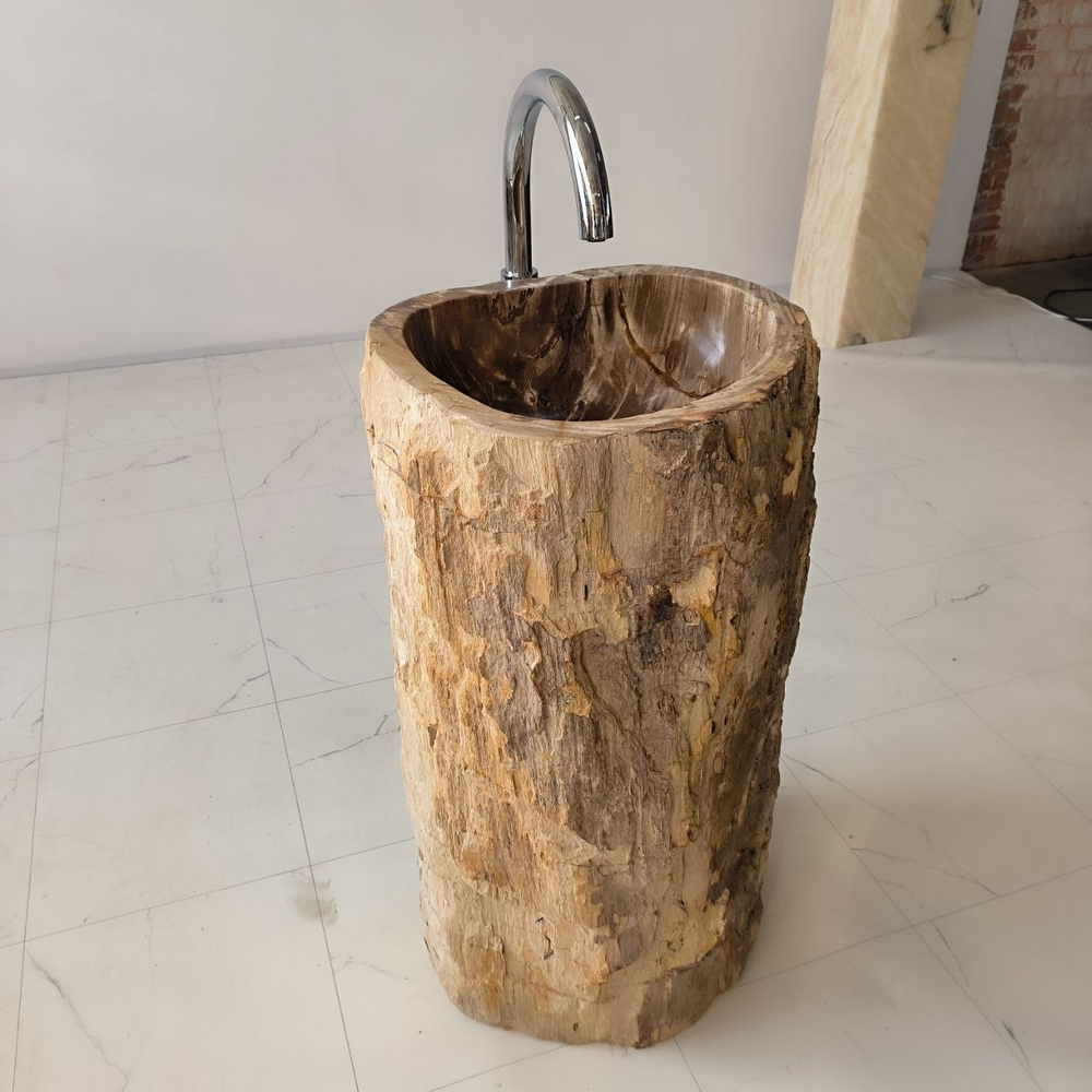 Раковина напольная из окаменелого дерева ODN-04180 (47*41*90 см)