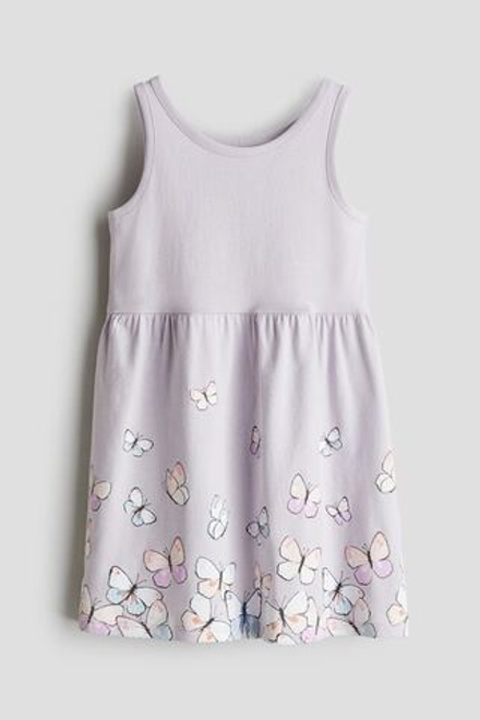 H&M Хлопковое платье с принтом, светло-фиолетовый