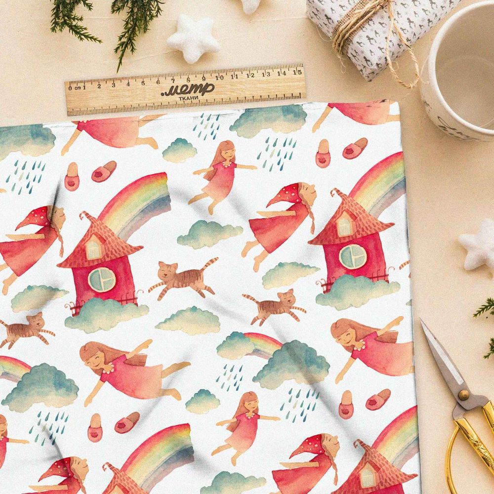 Ткань поплин детская радуга