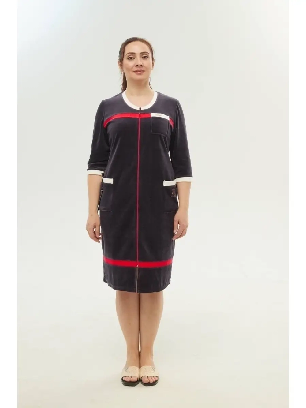 Халат домашний велюровый на молнии