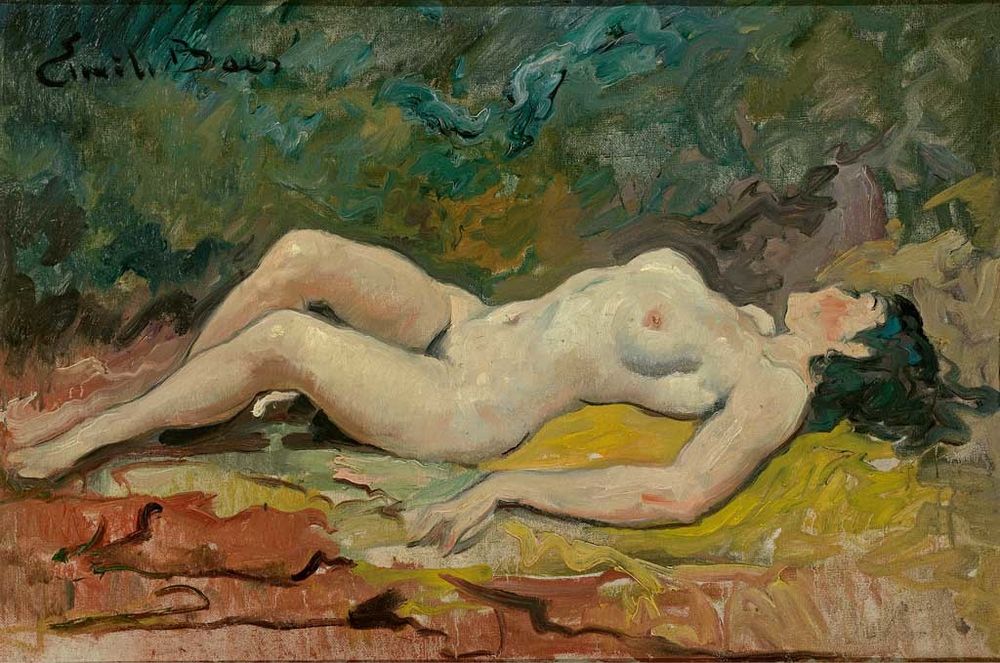 Эмиль Ба. Лежащая обнаженная (Reclining nude). 40 х 60. Холст, масло. Частное собрание.