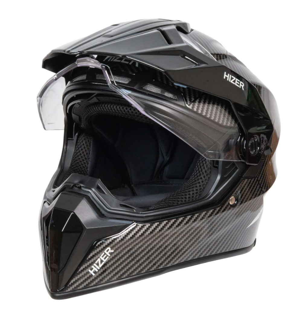 Шлем мото мотард HIZER J6808 №4 (L) carbon (2 визора)
