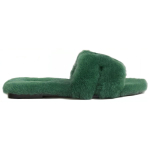 Hermes Oran sheepskin wool one-piece H-shaped hollow one-word slippers women's green, H231288Z H0