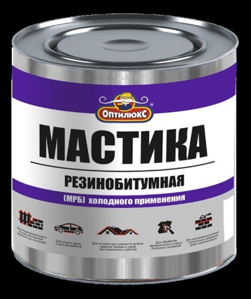 Мастика резинобитумная МРБ Оптилюкс (1,8кг) банка