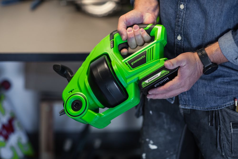 Аккумуляторный сантехнический трос Greenworks, G24DA, 3707307,24v, без АКБ и ЗУ