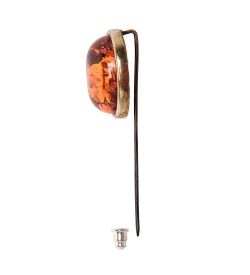 AM-2276 Булавка декоративная (латунь, янтарь)